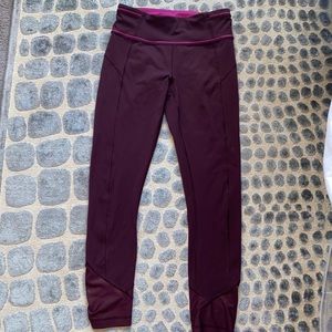 Maroon/Pink Detailed Lululemon Leggings